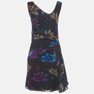 Versace Jeans Couture Multicolour Floral Print Silk Draped Dress S